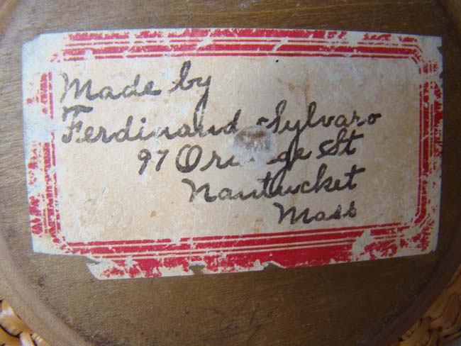 A wonderful Nantucket Lightship Basket "Made by Ferdinand Sylvaro, 97 Orange Street, Nantucket, Mass.", circa 1935 — image 2